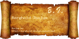 Berghold Ibolya névjegykártya